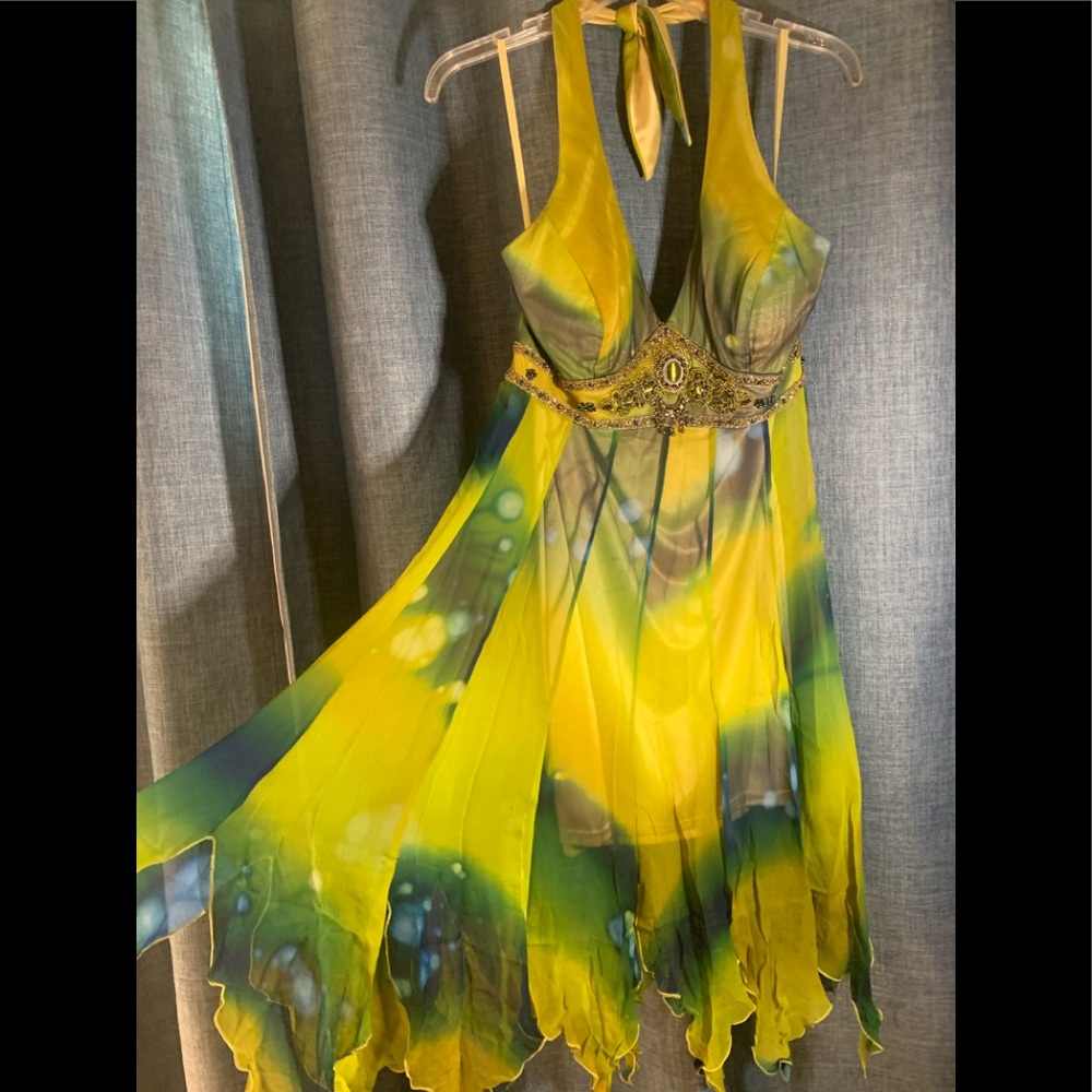 Gorgeous Lotus Jeweled Evening Party Dress